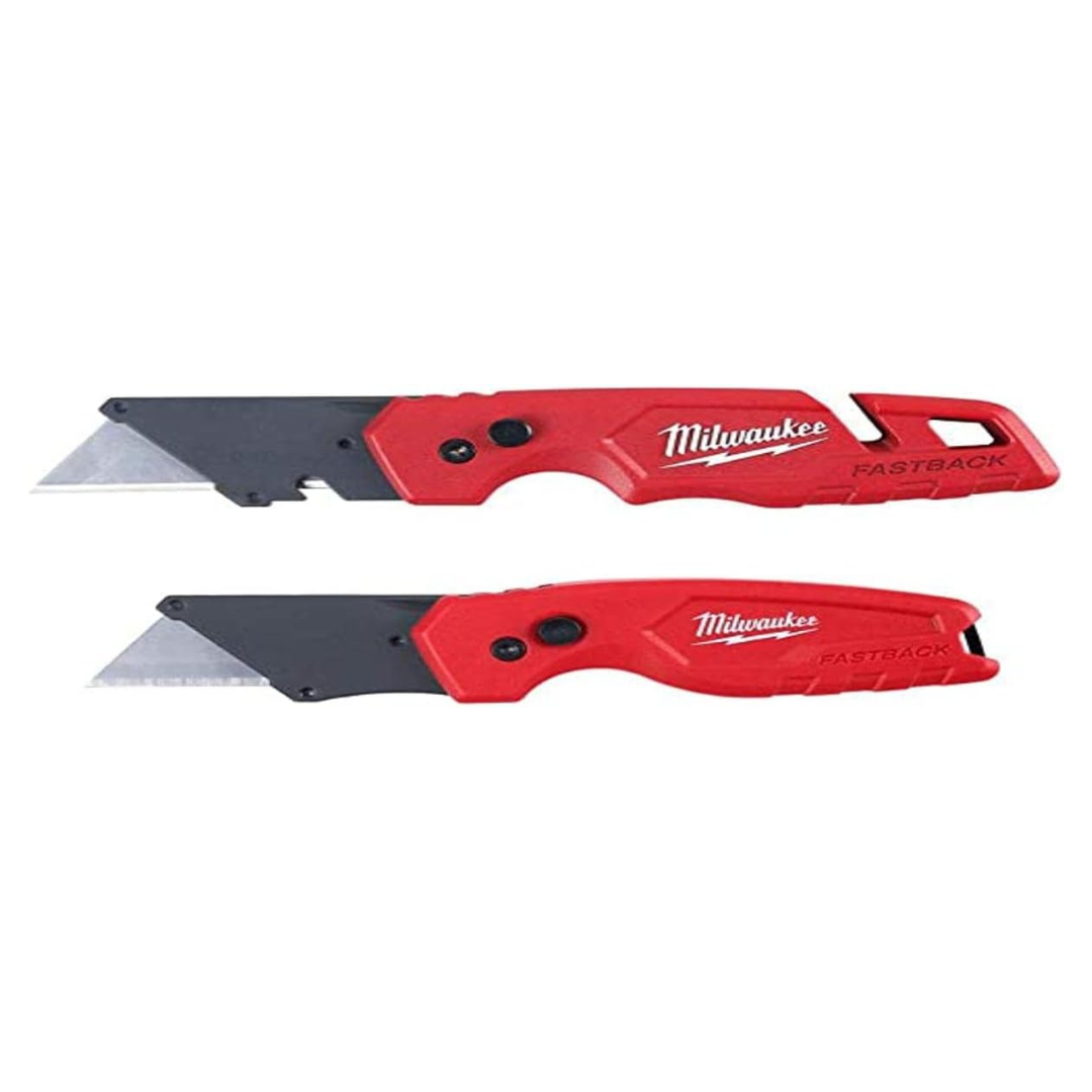 2-Pack Milwaukee FASTBACK Folding Utility Knife With Utility Blade (50-Pack)