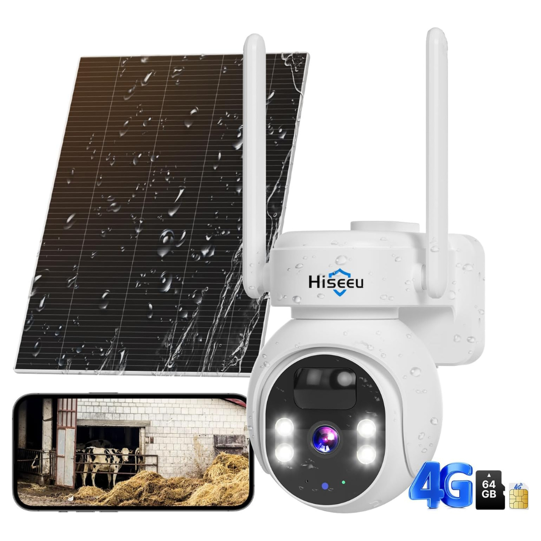 Hiseeu 4G Wireless Outdoor Solar Powered Cellular Security Cameras