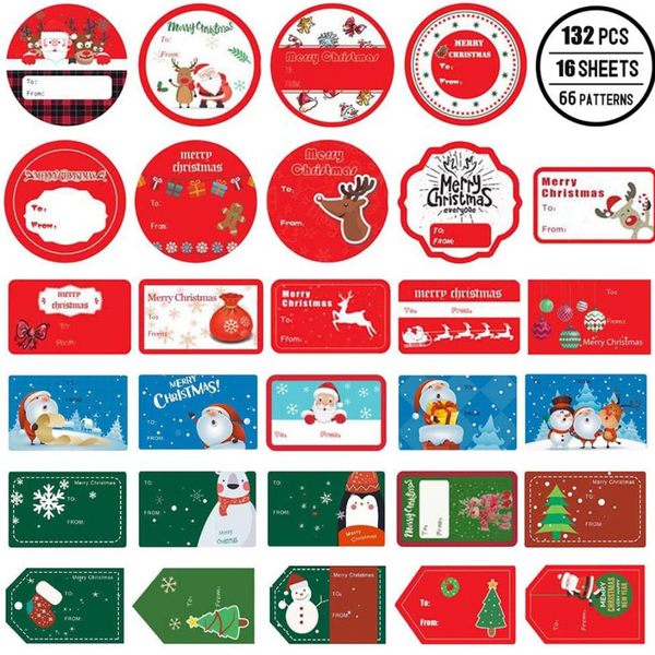 132-Piece Christmas Tag Stickers