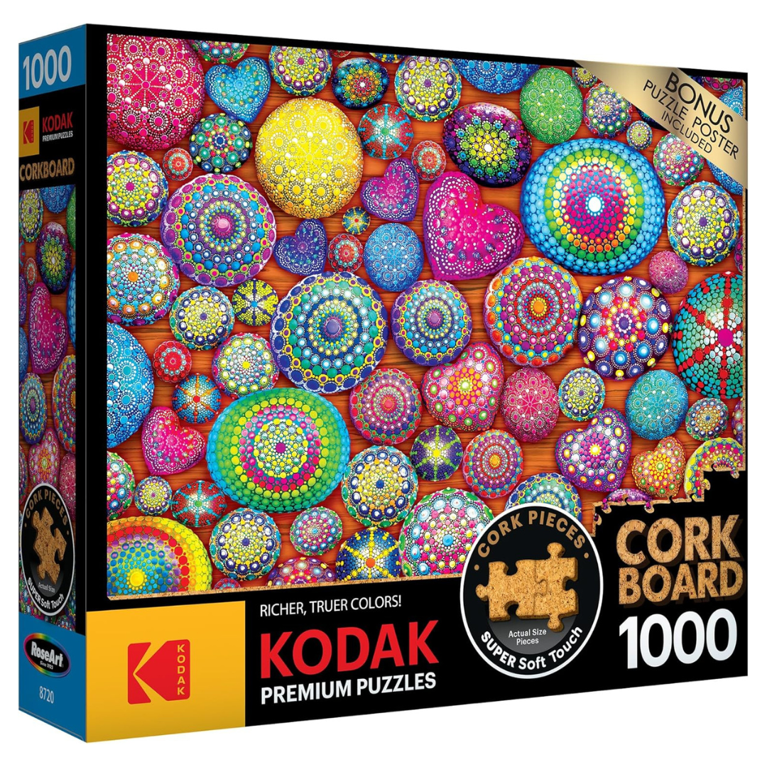 1000-Piece RoseArt Kodak Premium Cork Mandala Stones Jigsaw Puzzle