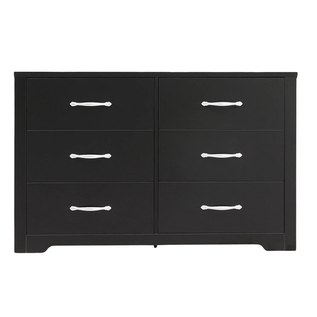 Hongge Black Double Dresser With 6 Drawers