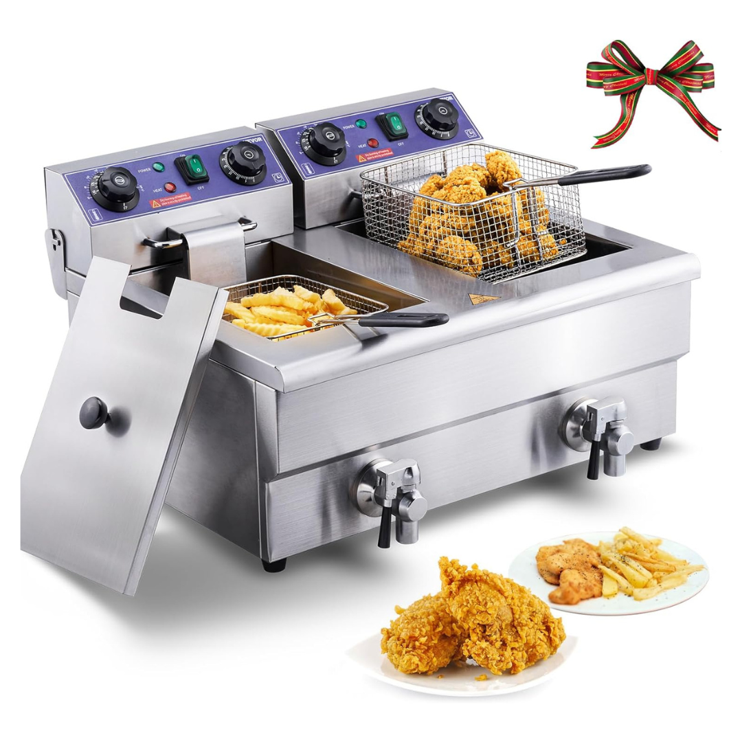 Vevor 24L 3000W Dual Basket Deep Fryer