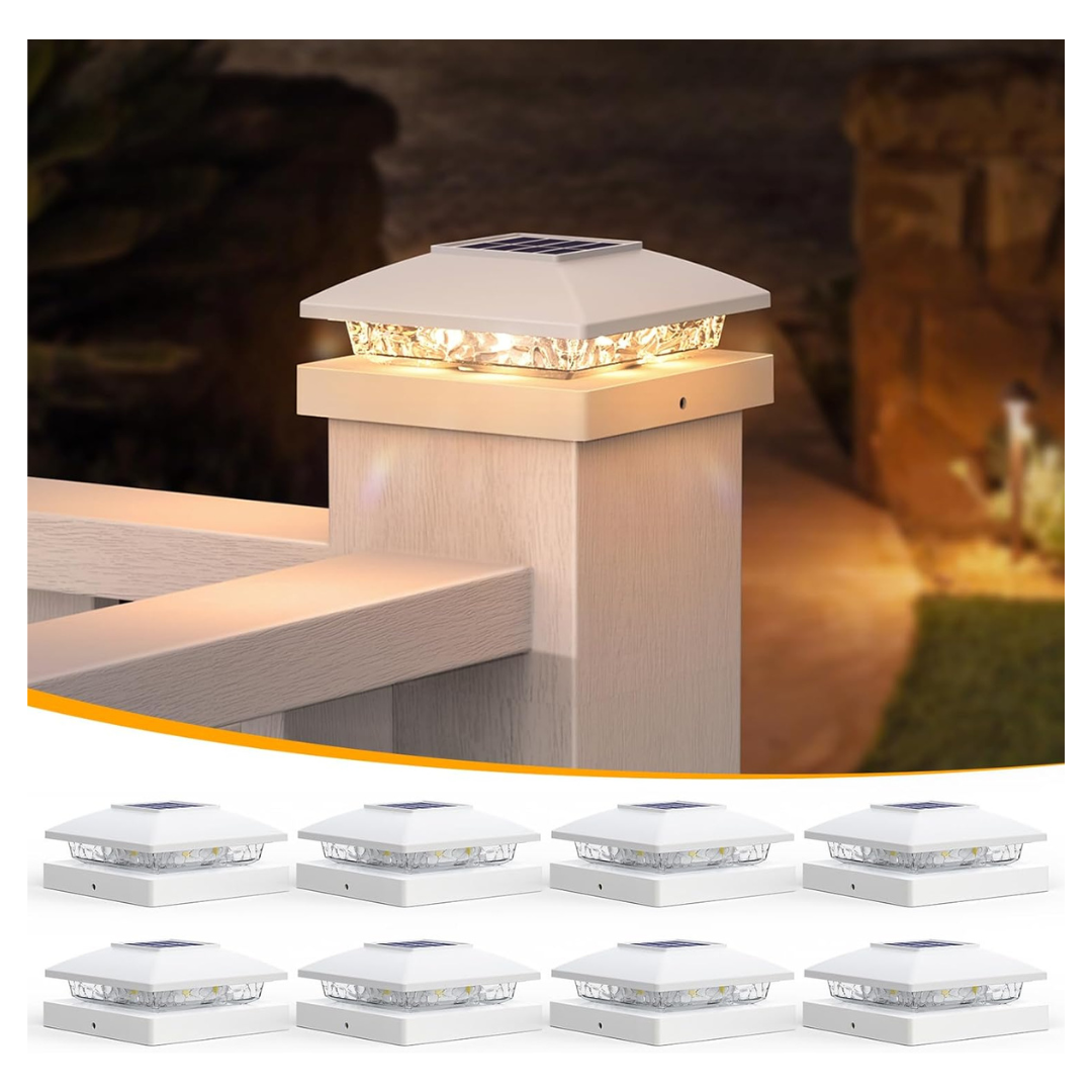 8 Pack Waterproof Solar Post Cap Lights