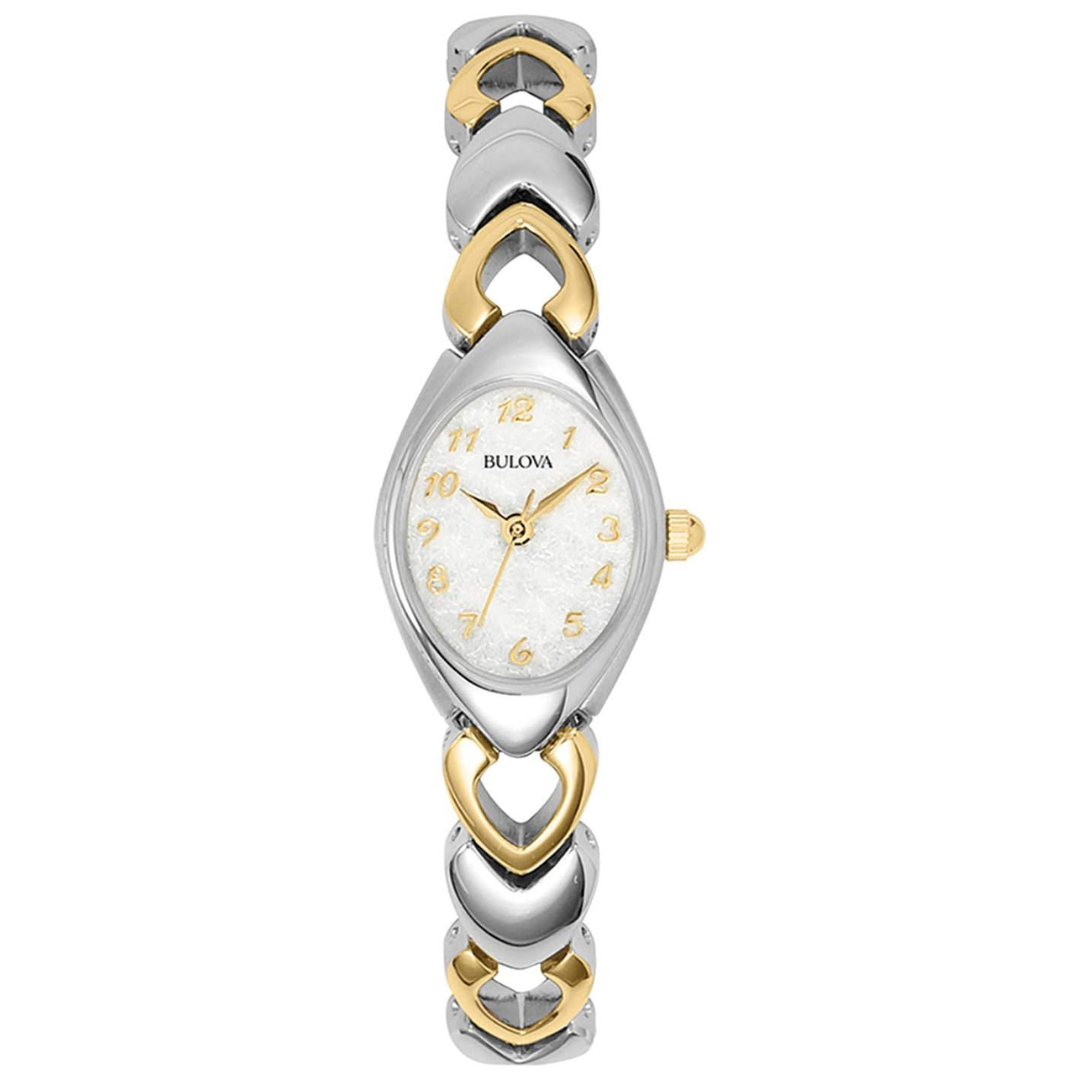 Bulova 98V02 Women's Two-tone Bracelet Watch With White Dial