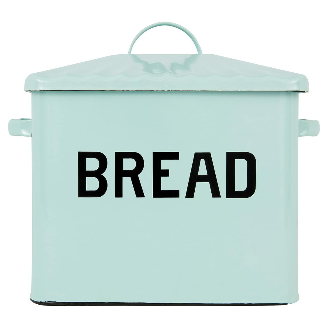 Creative Co-Op Enameled Metal Bread Box With Lid