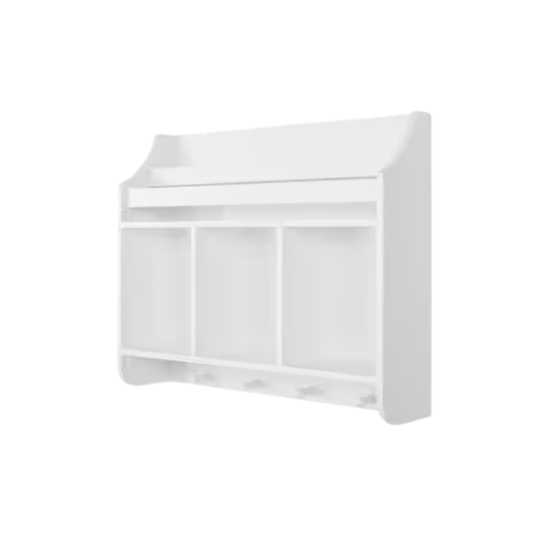 StyleWell Kids Tiered White Wood Wall Bookshelf With Hooks