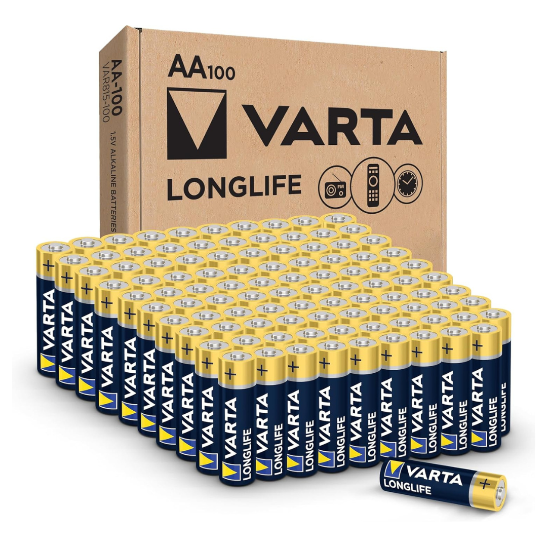 100-PAck VARTA Longlife AA Alkaline Batteries