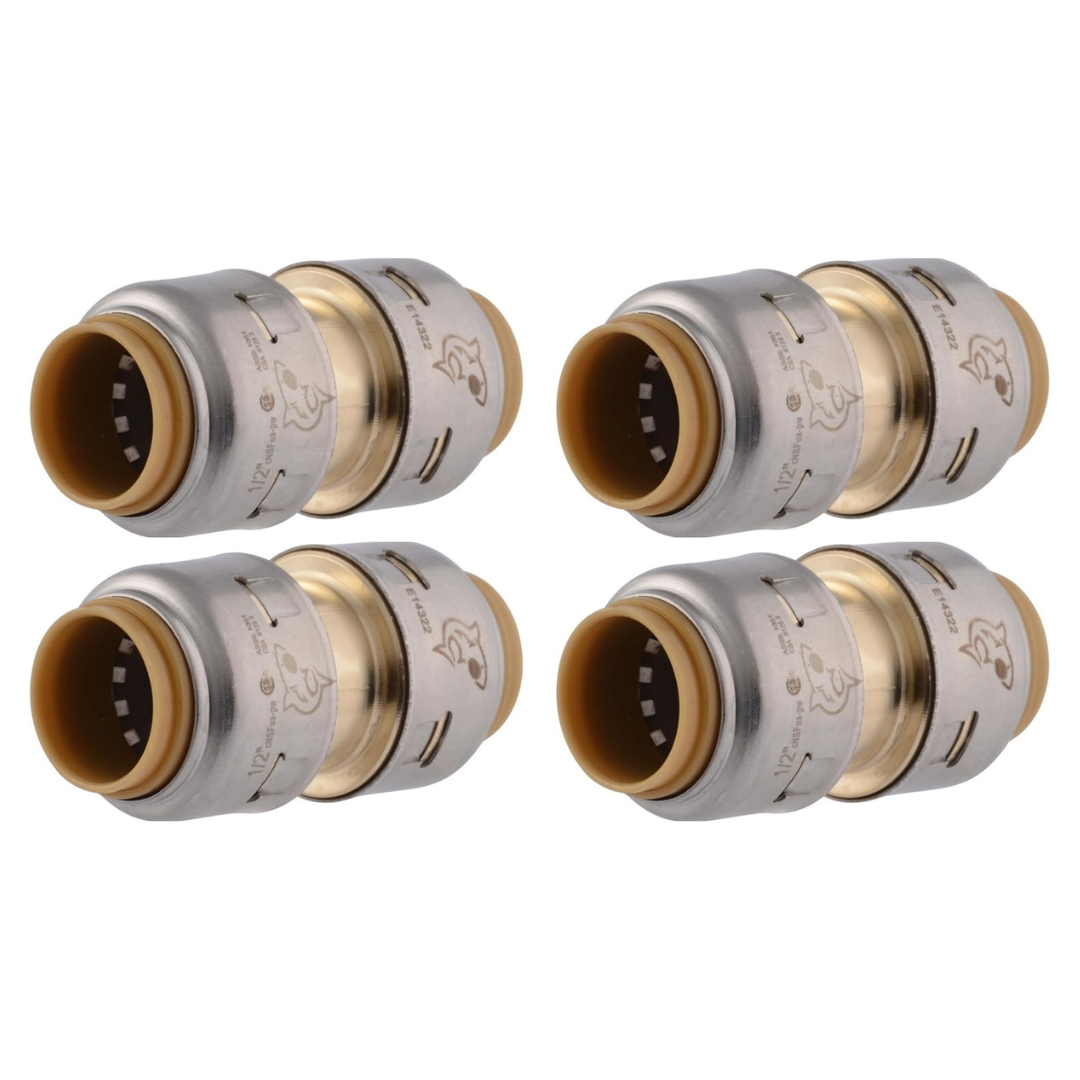 4-Pack SharkBite 1-2 In. Push-to-Connect Straight Brass Coupling