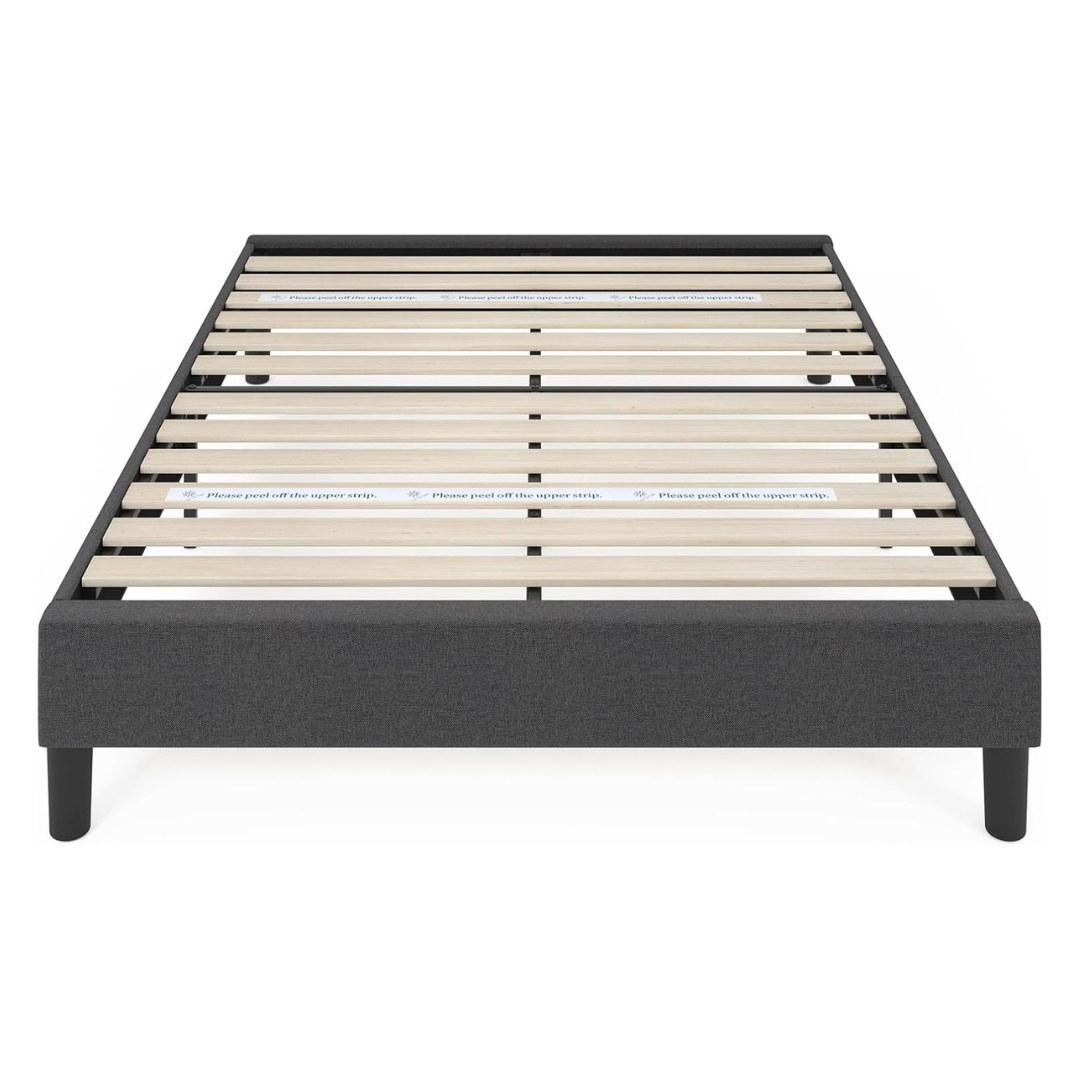 Zinus Curtis Upholstered Platform Bed Frame W/ Wood Slat Support (Queen)