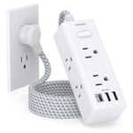 One Beat 5Ft Travel Power Strip With 6 AC Outlets & 3-USB Ports