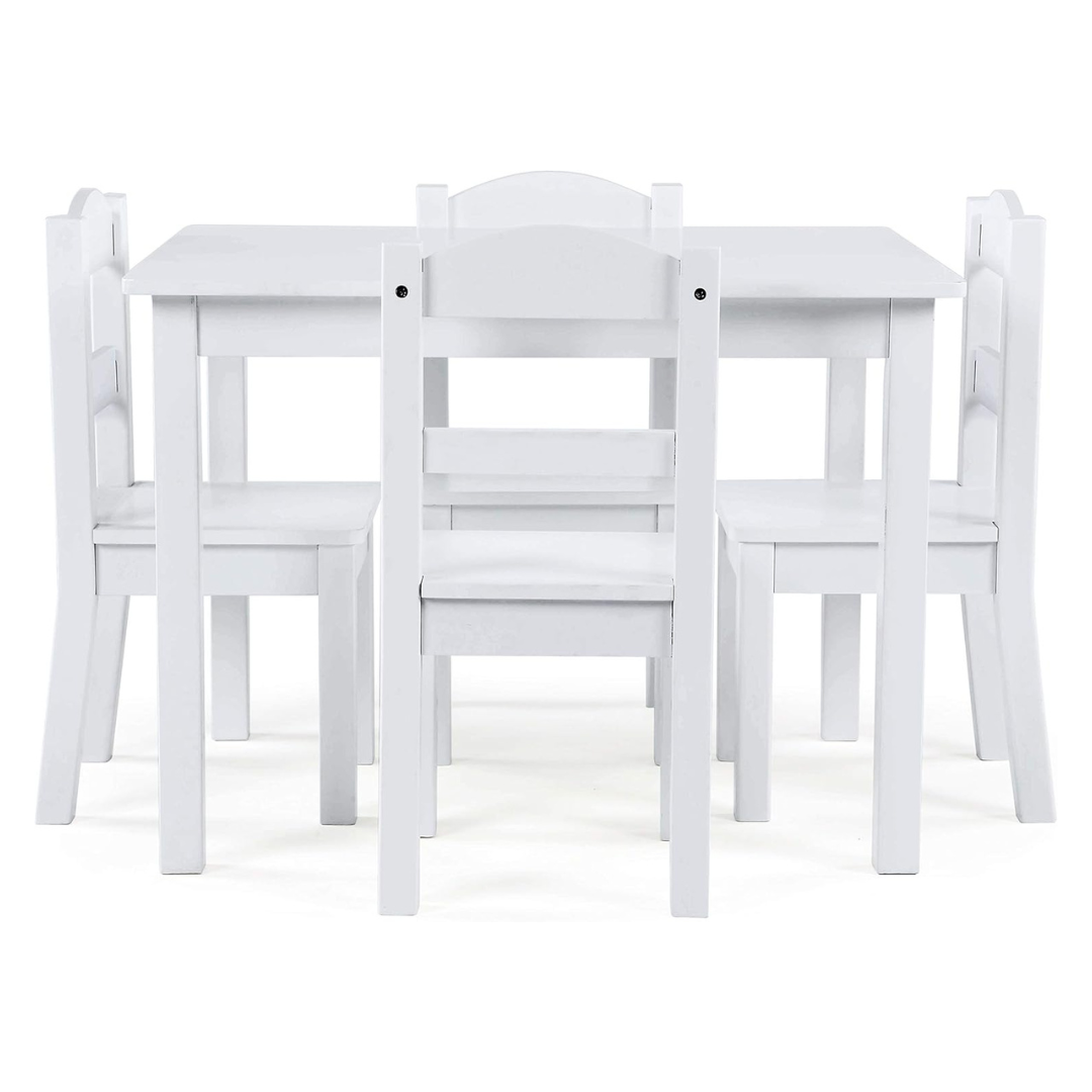 Humble Crew White Kids Wood Table And 4 Chairs Set