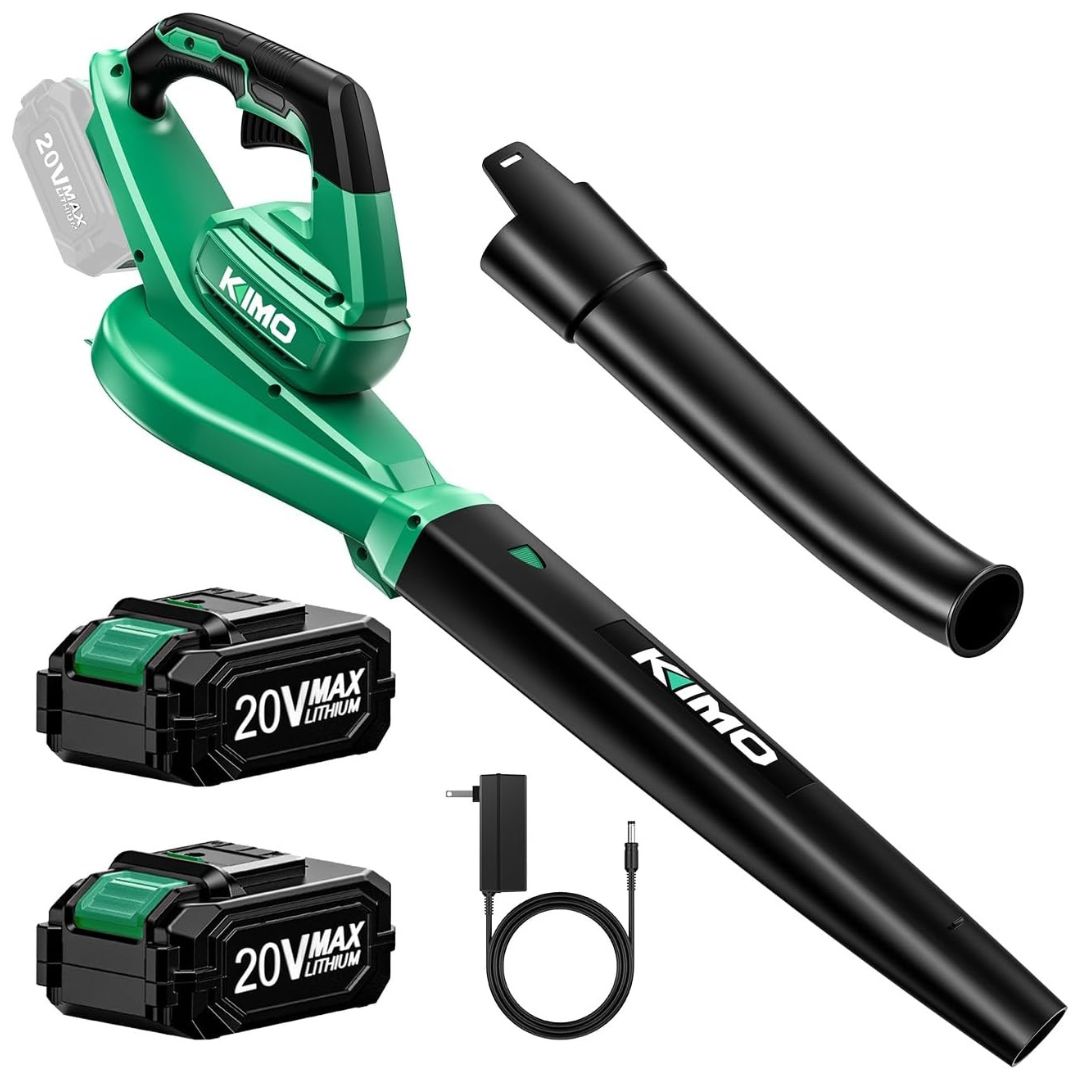 K I M O. Cordless Extension Tube Leaf Blower w/ 2-Pack Battery & Charger