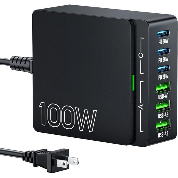 100W 6 Port GaN Wall Charger Adapter