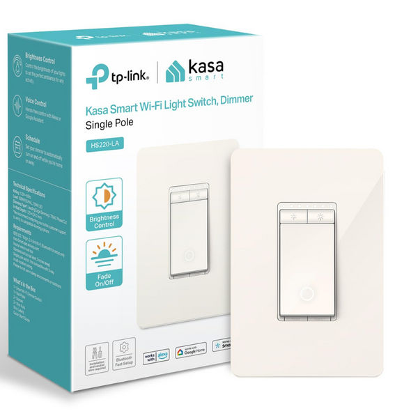 Kasa Smart HS220 Single Pole 2.4GHz Wi-Fi Light Dimmer Switch