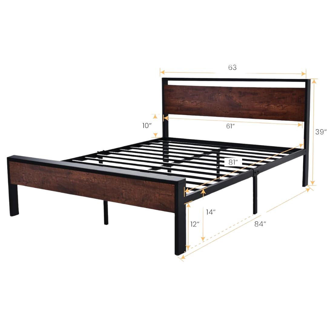 Sha Cerlin 14" Queen Size Non-Slip Metal Platform Bed Frame