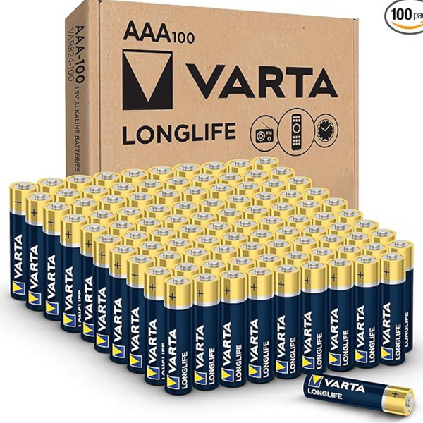 100-Pack Varta Longlife AAA Alkaline Batteries