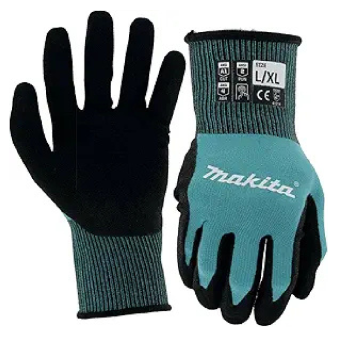 Makita FitKnit Cut Level 1 Nitrile Coated Dipped Gloves