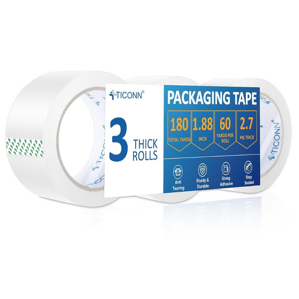 3-Pack 180 Yards Heavy Duty Clear Packaging Tape (1.88 Inch x 60 Yards)