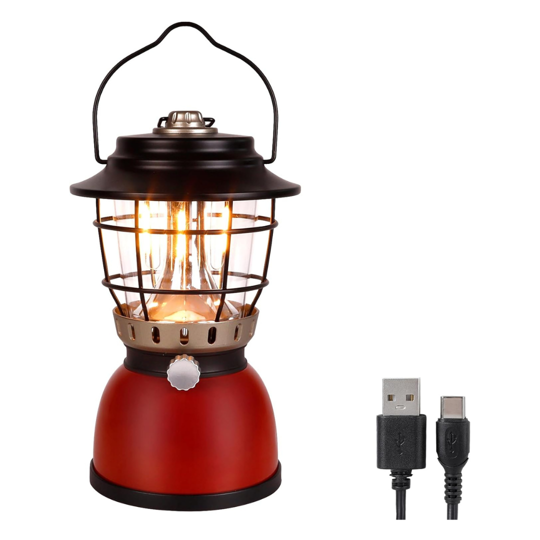 500 Lumen Dimmable Vintage Rechargeable Hanging Lantern