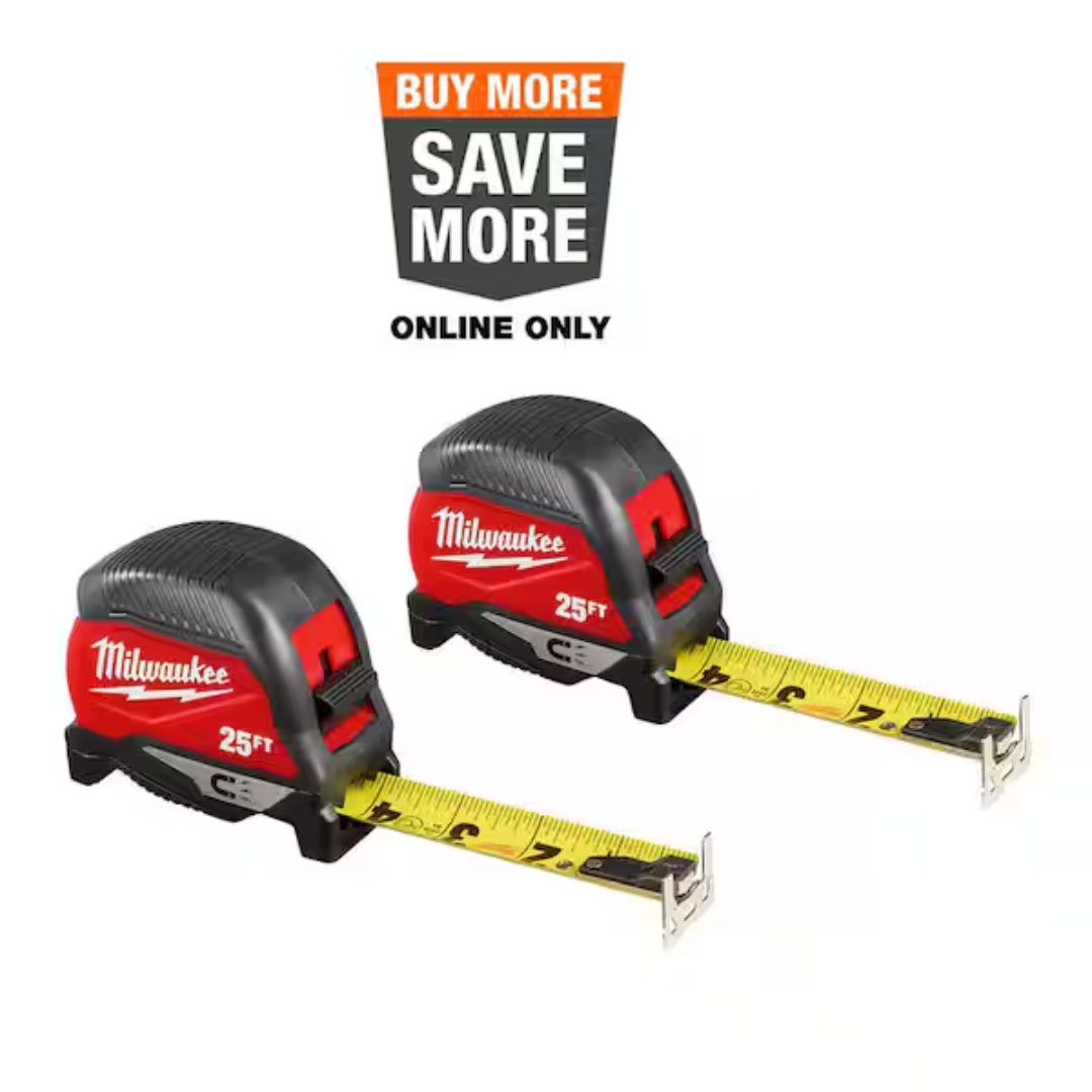 2-Pack Milwaukee 25ft. Compact Magnetic Tape Measure