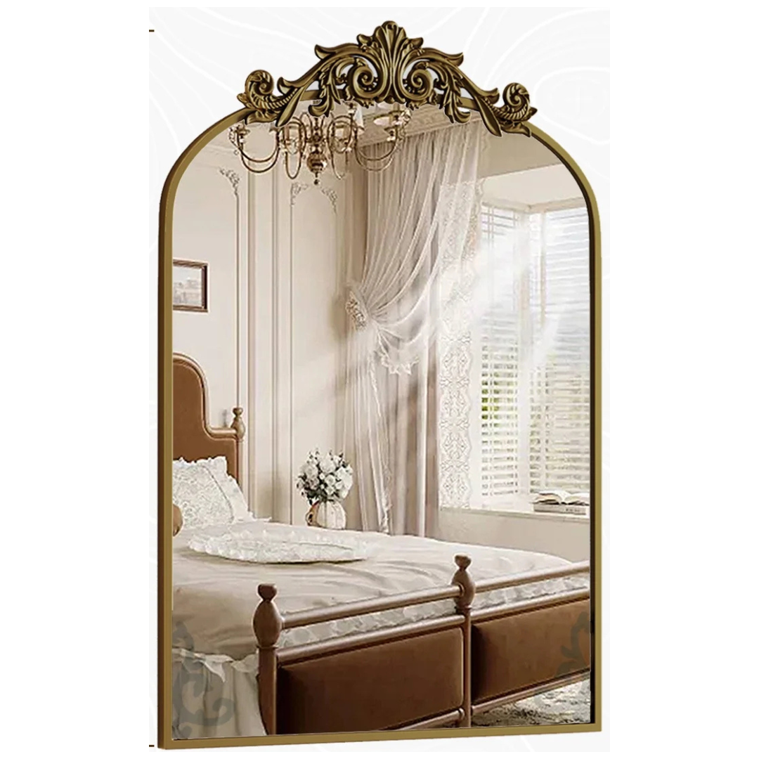 Beautypeak 38'' x 24'' Arched Metal Vintage Bathroom Wall Decor Mirror