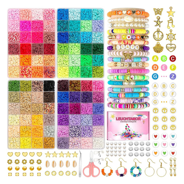 15,000 Pc Clay Beads Bracelet Making Kit, 96 Colors 4 Boxes