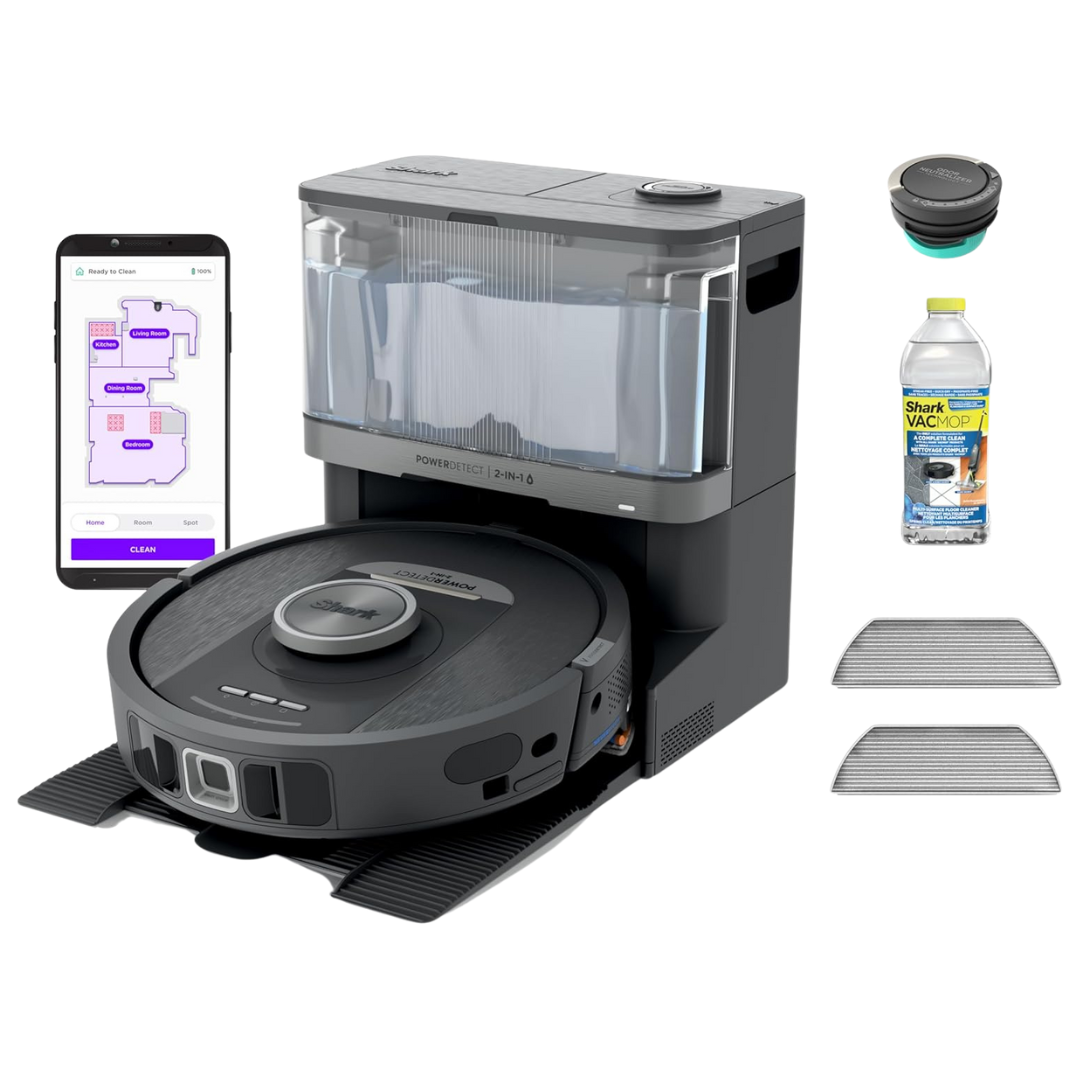 Shark Robot Vacuum & Mop Combo, PowerDetect NeverTouch, Self-Emptying & Self-Refilling, 60-Day Debris Capacity