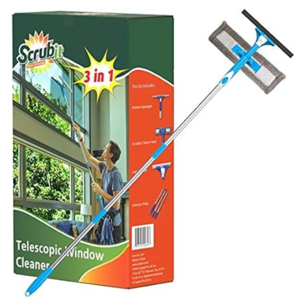 SCRUBIT Extendable Squeegee Window Cleaning Tool Kit