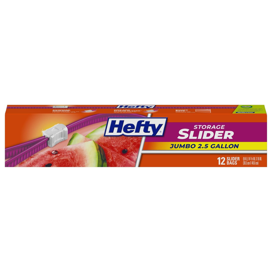 12-Count Hefty Slider Jumbo Storage Bags (2.5 Gallon Size)