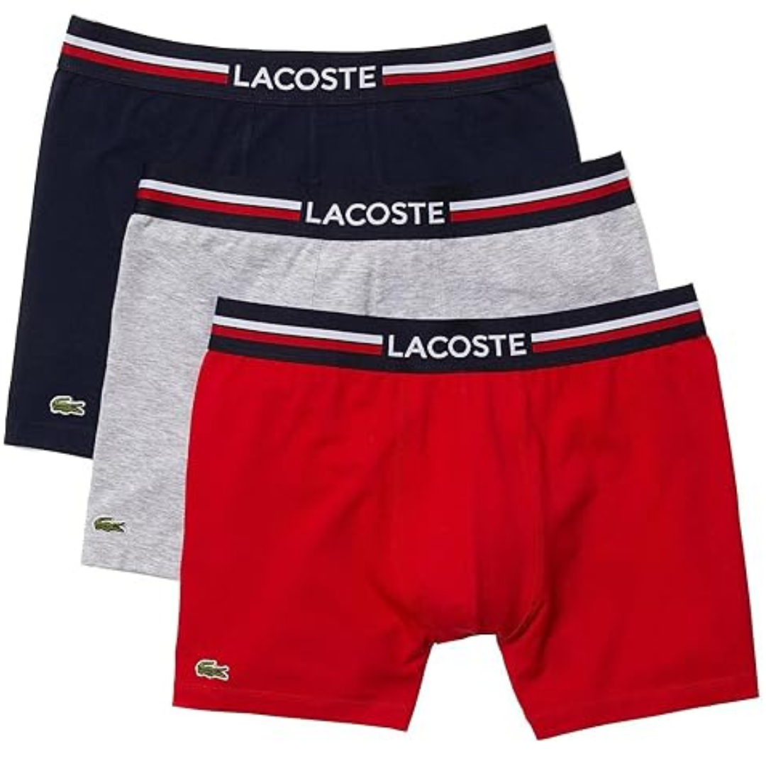 3-Pack Lacoste Men's Cotton Stretch Big Croc Print Boxer Briefs