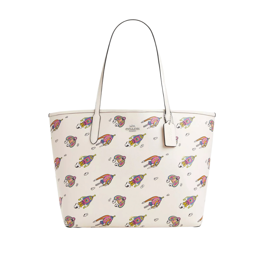 Coach Outlet Women's Cosmic Coach City Tote Bag With Rocket Print