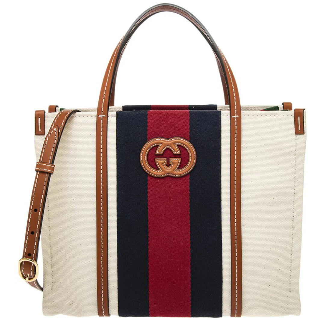 Gucci Women's Interlocking G Small Canvas & Leather Tote (White)