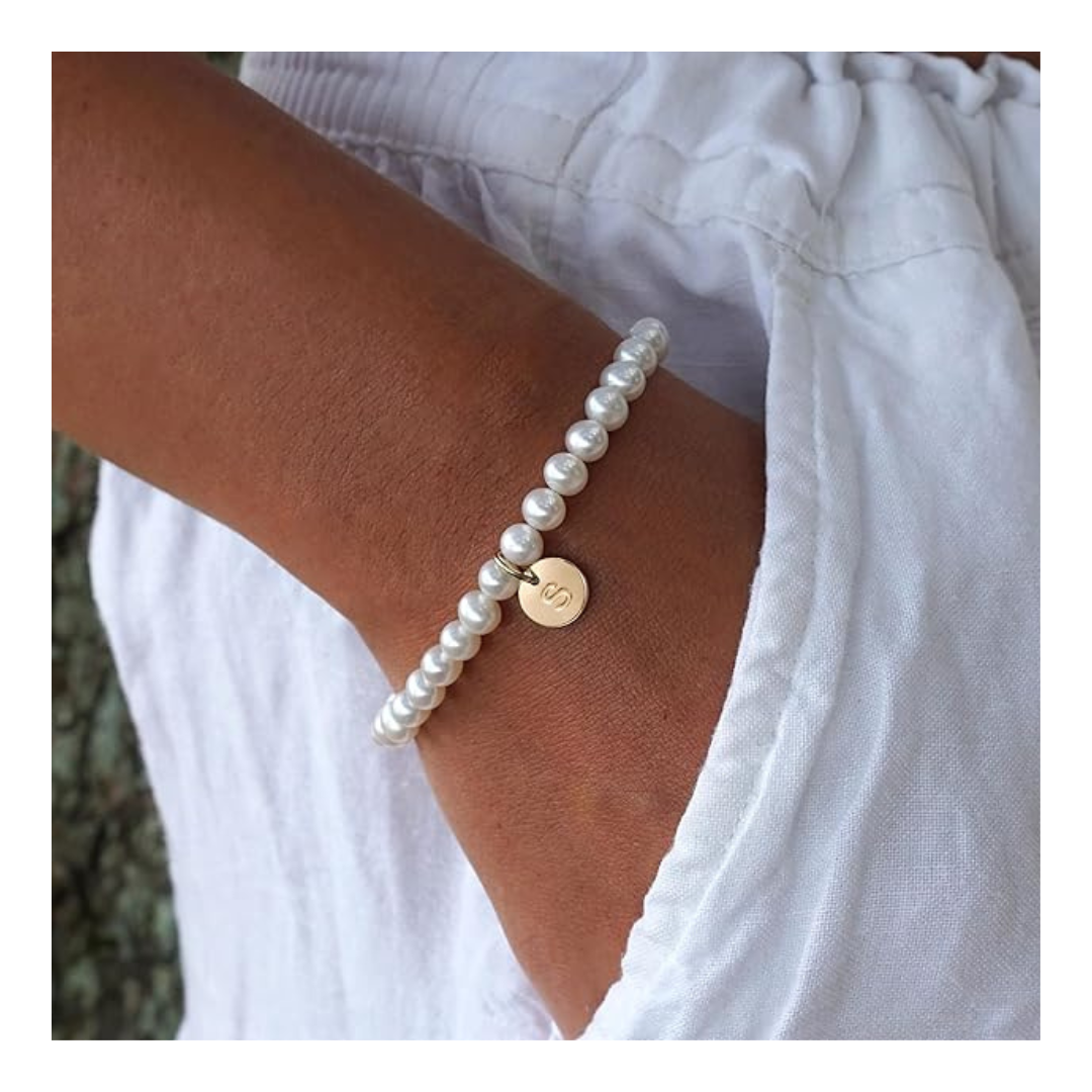 Women's S Pearl Initial Charm Bracelets