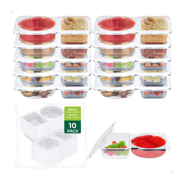 10-Pack Double Compartment Condiment Container With Lids