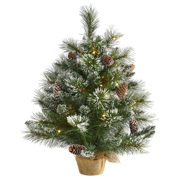 Nearly Natural 2ft Frosted Pine Artificial Christmas Tree