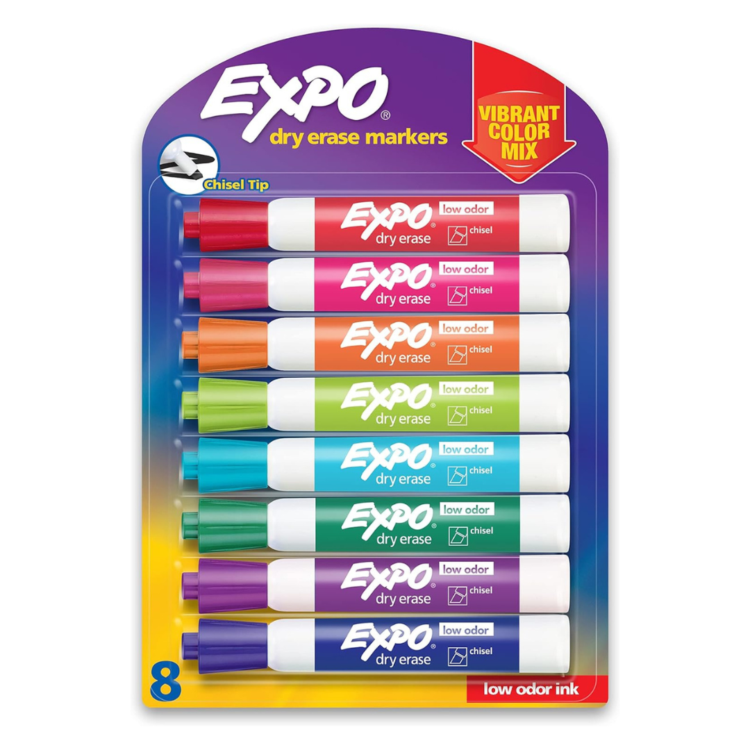 8-Count EXPO Low Odor Chisel Tip Dry Erase Markers