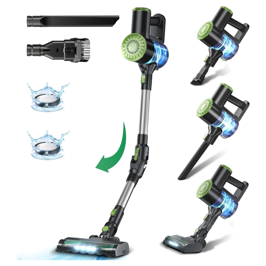 Prettycarelife 6 In 1 Cordless Vacuum Cleaner For Hardwood Floor (Green)