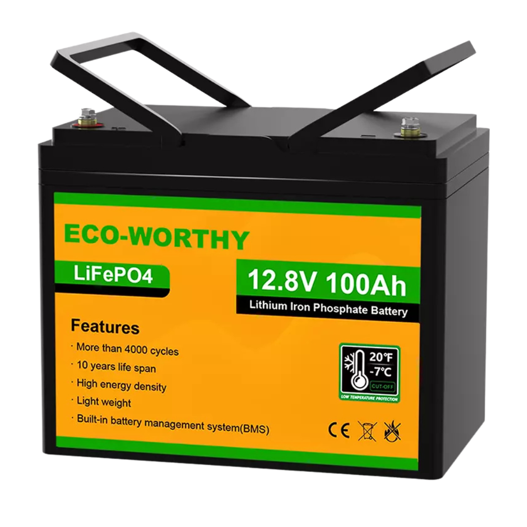 Eco-Worthy 12V 100AH LiFePO4 Battery With 15000 Cycles, BMS