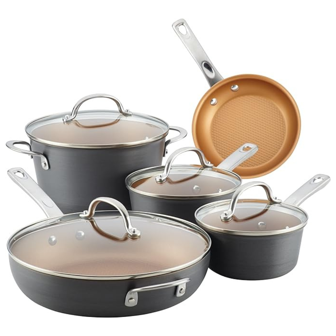 9-Piece Ayesha Curry Home Collection Nonstick Cookware Pots & Pans Set