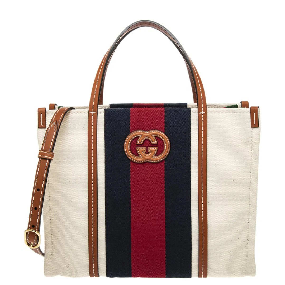 GUCCI Interlocking G Small Canvas & Leather Tote