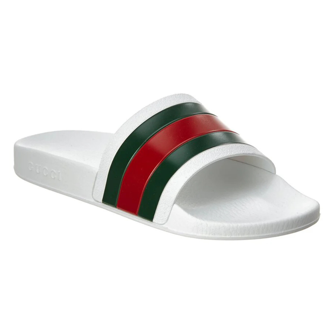 GUCCI Web Rubber Slide Sandals