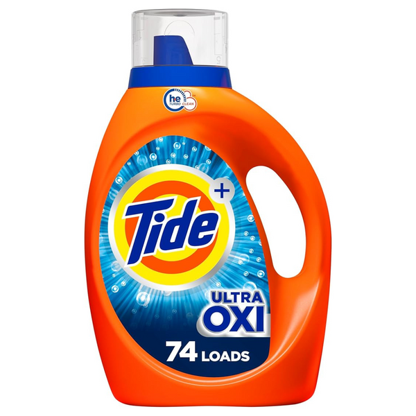 4 Bottles Of Tide Ultra Oxi Liquid Laundry Detergent, HE Compatible, 74 loads (105 Fl Oz Bottles)