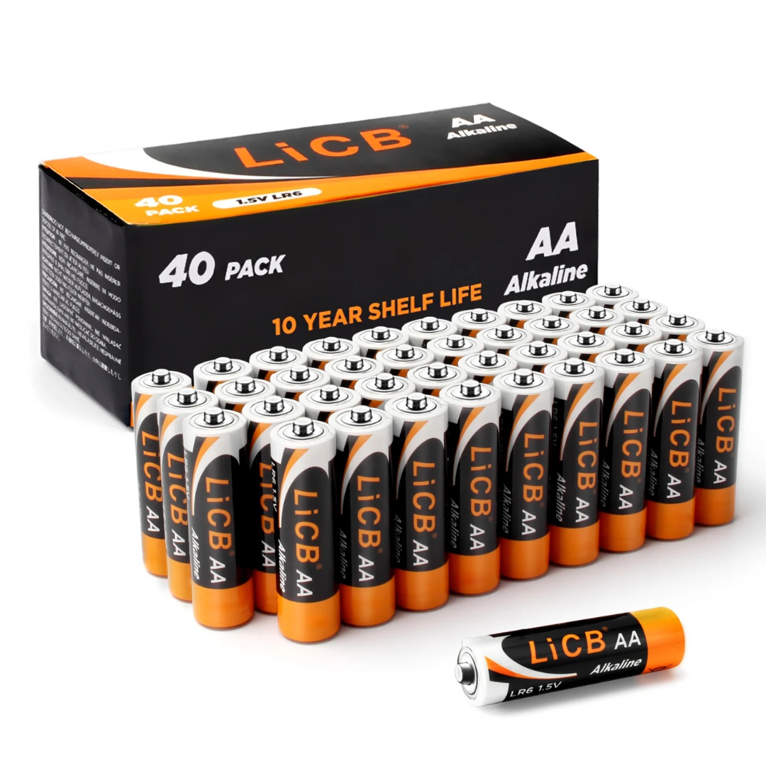 40-Pack LiCB 1.5 Volts Alkaline AA Batteries