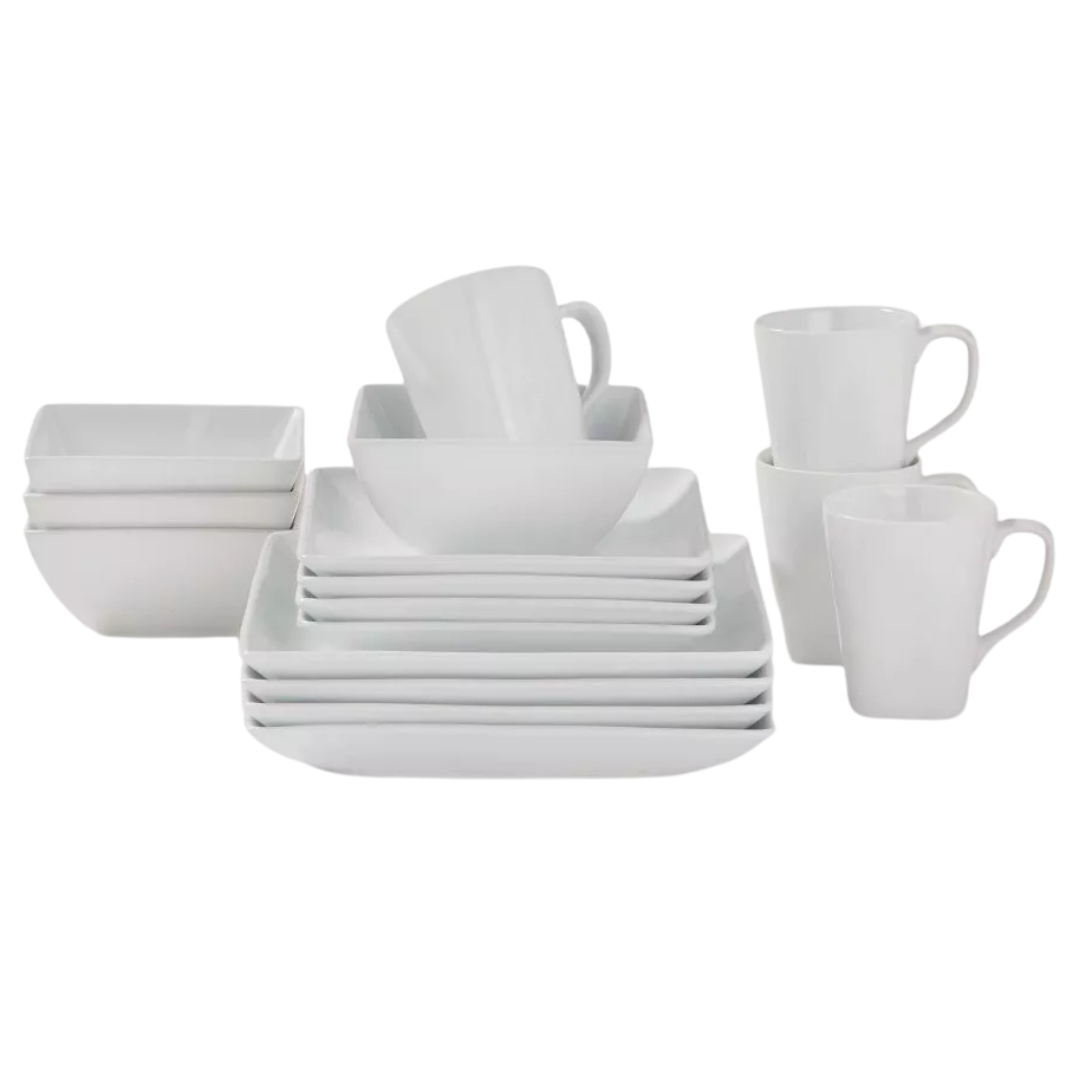 16-Piece Threshold Square Rim Porcelain Dinnerware Set