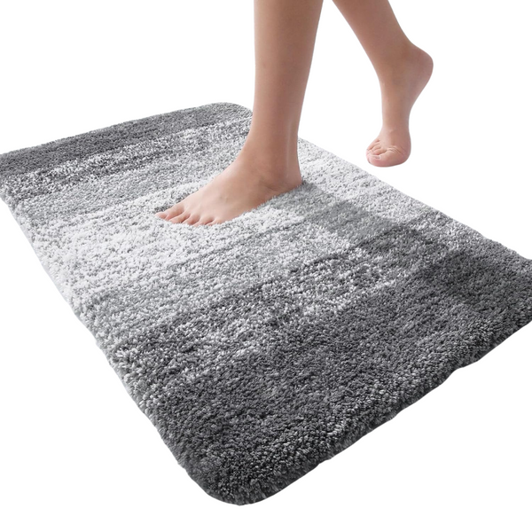 24" x 16" Extra Soft Microfiber Non-Slip Bath Rug (Grey)