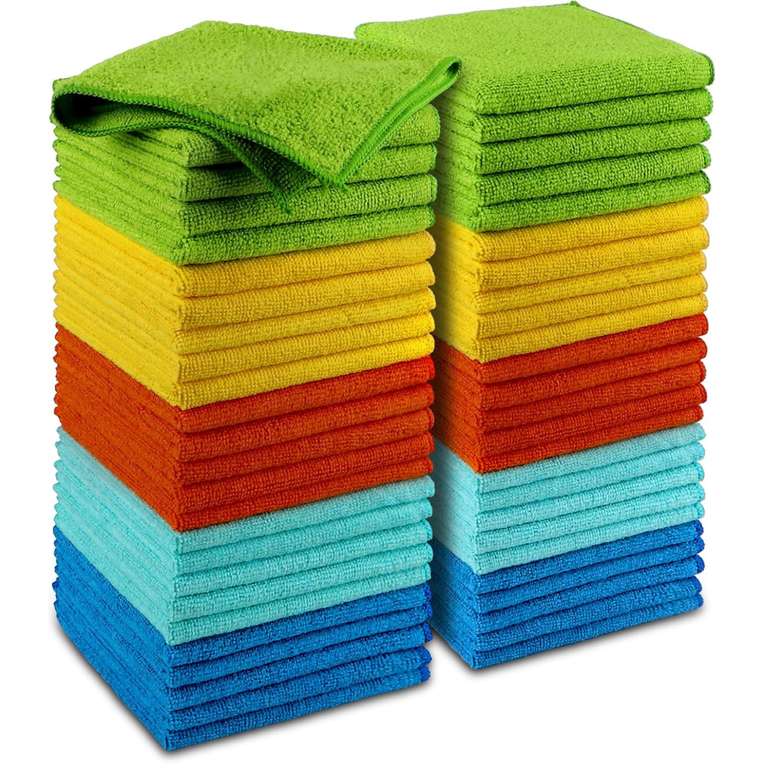 50-Pack Aidea 12" x 12" Microfiber All-Purpose Cleaning Cloths