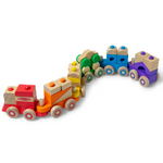 Melissa & Doug 6-Cars Deluxe Wooden Stacking Train 19 Blocks Toy