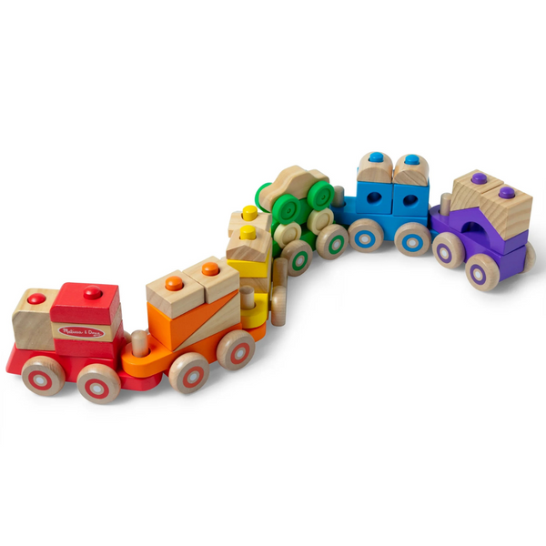 Melissa & Doug 6-Cars Deluxe Wooden Stacking Train 19 Blocks Toy