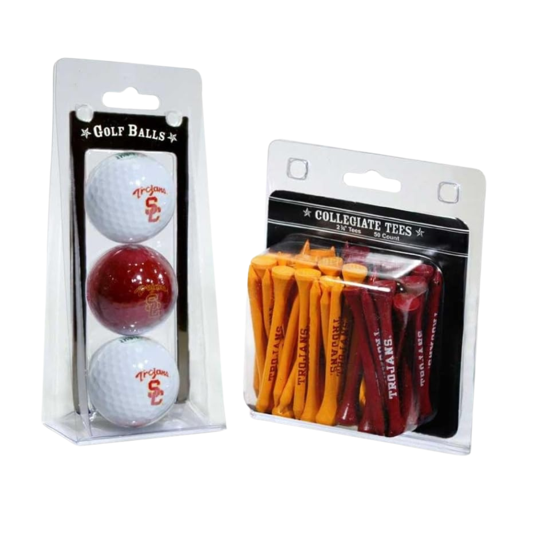 USC Trojans 3-Golf Ball & 50-Golf Tee Set