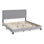 Furinno Laval King Size Double Row Nail Head Platform Bed Frame